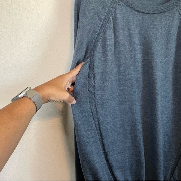 Lululemon Rising Salutation Sweater Heathered Astro Blue Wool Blend W3AFKS - Picture 3 of 10